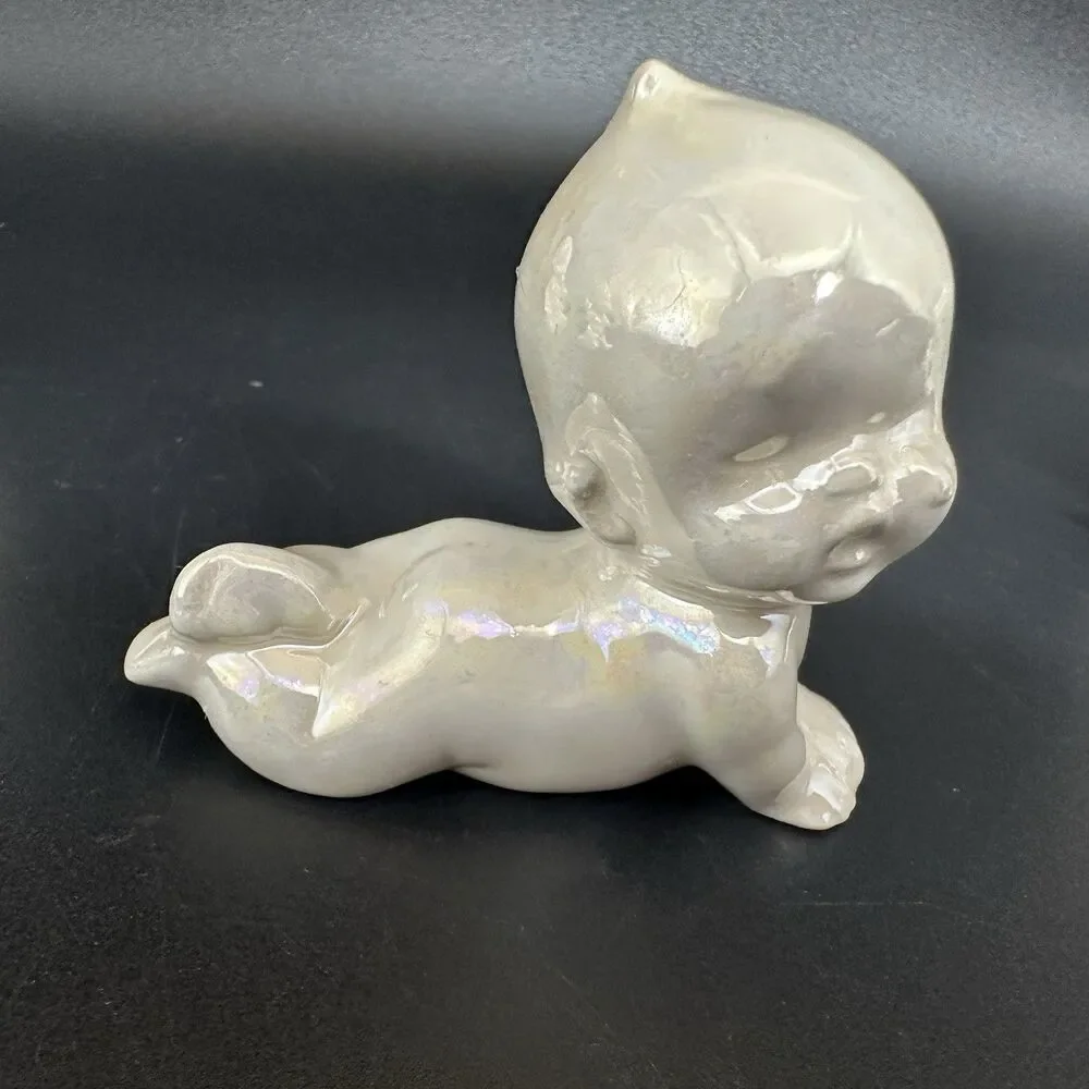 Vintage Ceramic Kewpie Baby Figurines Set of 4 Pearlized Lustreware Babies
